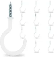 12pcs Cup Hooks Ceiling Hooks, Vinyl Coated Screw-in Cup Hooks for Hanging Plants, Kitchen, Cutlery, Lamps, Mugs and More, Indoor-Outdoor Hangers, White…