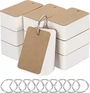 uxcell Blank Index Cards with Ring, 1000Pcs Blank Flash Card 2.8x1.6 Study Note Cardstock for Memory Learning Studying Office Supplies, Brown White