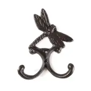 Cast Iron Dragonfly Shape 2 Coat Hooks Wall Mount Hanging for Coats, Bags, Ha...