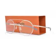 iC! Berlin Hansa Eyeglasses Two Bridge ROUND AVIATOR CHROME GREY 51-15-150