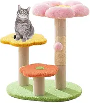 Cat Tree Tower for Kittens, Flower Cat Tree with Natural Sisal Scratching Post, Three-Layer Small Cat Tree Tower (Style A)