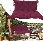 Swing Cushion Replacement,Outdoor Porch Swing Cushions,2-3 Seater Swing Replacement Seat Cushions with Backrest,Waterproof Non-Slip Indoor/Outdoor Patio Cushions (Color : Dark Red, Size : 60x40x4in