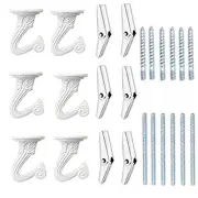 White Ceiling Hooks for Hanging Plants, Heavy Duty Swag Toggle with Hardware