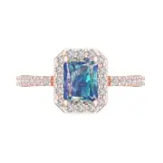 2.07 ct Emerald Cut Moissanite Gemstone Solitaire Ring With Accents Rose Gold