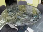 30" Round Labradorite Stone Coffee Table Top Crystal Healing Patio Sofa Tabletop
