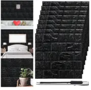 2 Pack 3D Peel & Stick Foam Brick Wall Panels, 30 Pcs Each, Black, 57.62