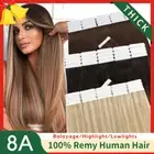 Seamless Tape In Real Remy Human Hair Extensions Skin Weft Full Thick 150gr