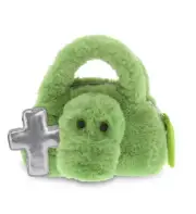 DolliBu Green Alligator Handbag Stuffed Toy with Silver Cross Plush - 7.5 Inch