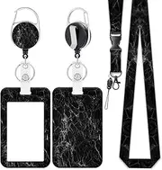 OSYLICT ID Card Holder,Retractable Badge Name Tag Holder Lanyard.Detachable Neck Lanyard Vertical ID Reel Clip Protector Badge for Staff Student Teacher Nurses Doctor Coach. (Black)