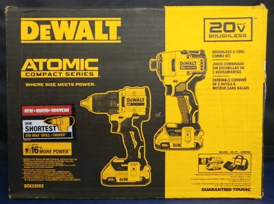 DeWalt DCK225D2 ATOMIC 20V MAX Brushless 2 Tool Combo Kit BRAND NEW