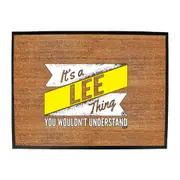 Lee V2 Surname Thing - Funny Novelty Doormat Man Cave Floor mat