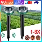 4/8x Garden Snake Repeller Multi Pulse Ultrasonic Solar Powered Pest Repellent