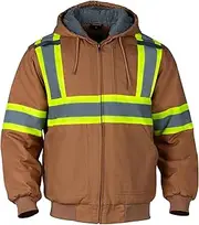 [Sicalobo] High Visibility Hoodie for Men,ANSI Class 3 Safety Fleece & Cotton Canvas Jackets