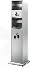 Outdoor Trash Can Outdoor Ash Column Smoking Area Cigarette Butt Collection Stainless Steel Column Vertical Commercial Round Cigarette Butt Box Trash Can Outside Garbage can