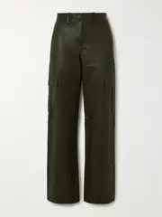 [SPRWMN] SPRWMN - Leather Wide-leg Cargo Pants - Green - medium medium Green