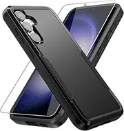 for Galaxy S23 FE Case with HD Screen Protector [Military Grade Drop Tested] Heavy-Duty Tough Rugged Shockproof Protective Case for Samsung S23 FE, Black
