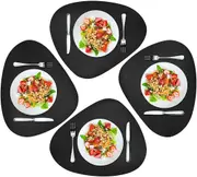 Cozy Life Modern Placemats Set of 4/6/8, Round Leather Placemats for Kitchen Dining Table, Heat Resist Easy to Clean Oval placemats(Black)