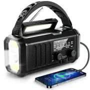 Emergency Weather Crank Radio, Portable Camping Light, 10000mAh Battery/Hand Crank/Solar Powered AM/FM Wind Up Radios, T