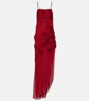 [Blumarine] Blumarine Floral-appliqué georgette gown AU 4 red