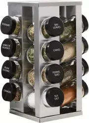 Kamenstein 16 Jar Heritage Revolving Countertop Spice Rack Organizer Grey