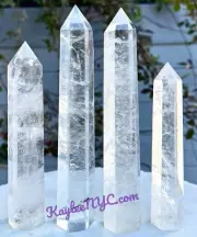 Wholesale Lot 4 PCs Natural Clear Quartz Crystals Obelisk Tower Point