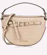 Michael Kors Emilia Half Moon Crossbody in Buff