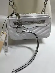 Rebecca Minkoff Mini Crossbody White Leather Double Zip Xbody Bag Chains Strap