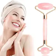 Jade Roller for Face Rose Quartz Face Roller Massager Neck Skin Gym Jade Stone Facial Roller, Eye Treatment Roller Reduce Wrinkles Anti Aging Natural Crystal Beauty Jade Facial Roller