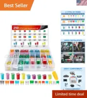 Color-Coded 250PCS Fuse Assortment - Standard, Mini, & Jcase Profiles Included