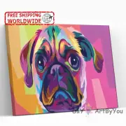 Pug Dog Paint By Numbers Canvas Art Draw Artist Painting Oil Kit Home Decor Kids