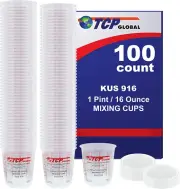 (Full Case of 100 Each - Pint (16Oz) PAINT MIXING CUPS) Cups Have Calibrated