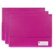 3PK Marbig Wallet A4 Page Heavy Duty Polypick Document Sleeve/Folder Pink