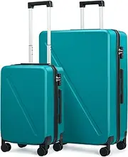 [MILADA] Luggage Hard Shell Suitcases, Caribbean Blue, 2-Piece Set（20/28）, Travel