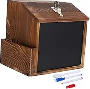 CIYODO Retro Suggestion Box with Lock Wall Mounted Mailbox for Donations Tips and Ballots Vintage Wood Design for School Office and Home Use
