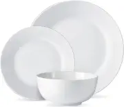 & Co. 12-Piece White Porcelain Dinnerware Set, Includes 4 Dinner Plates, 4 Salad