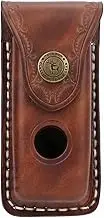 Tourbon EDC Leather Pocket Folding Knife Sheath 3.8 Inch Blade Carrier Holster Flashlight Holder Case for Belt