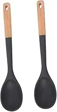 CATIEBYE Silicone Cooking Spoon Large Spoon Wooden Handle Nonstick Safe Perfect for Cooking Stirring Serving