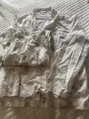 Sleep The White Company Cotton Pajamas Palm Tree Print Sz M NWT