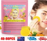 Turmeric Kojic Cleansing Pads, 40/80 Pcs, Compressed Facial Sponges, Skin Care