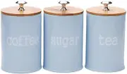 Kitchen Metal Spice Seasoning Airtight Canister Tea Coffee Sugar Jar with Lids Snack Storage Display Tank-Blue