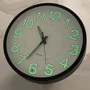 12 Inches Night Light Wall Clocks -with Silent Non-Ticking Glowing Function - Big Solid Numbers Easy to Read Both Day and Night