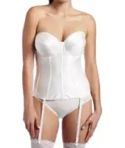 NWT Carnival Full Figure Satin Torsolette Bustier Bra 424 WHITE 40 D BRIDAL+