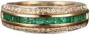 [Generic] 2.5ct Princess Cut Emerald Channel Set Half Eternity Band Yellow Gold Plated