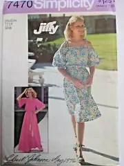 Dress Off Shoulder M 12 14 Dress Simplicity 7470 Sewing Pattern VTG 70s Jiffy