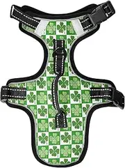 No Pull Dog Harness for Small Dogs Adjustable Pet Vest Harness with Leash Reflective Front Clip Vest with Handle Easy Control for Small Medium Large Dogs Cats Outdoor Walking Clover Shamrock St Patric