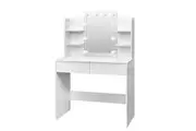 Hollywood Makeup Table Vanity Dresser White Dressing Desk Bedroom Furniture with 10 LED Lighted Mirror 3 Lighting Colours 2 Drawers 6 Shelves