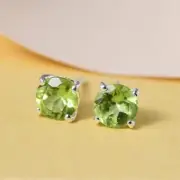 2.9ct Round cut Peridot Stud Earring women in 925 sterling Silver.