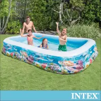 在飛比找Yahoo奇摩購物中心優惠-INTEX 海底世界長方型特大游泳池305x183x56cm