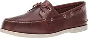 [Sperry] Men's A/O 2-Eye Plush Varsity Boat Shoe, Dark tan, 7 M US