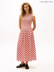 Tommy Hilfiger Red Fluid Stripe Dress (F55175) | $577
